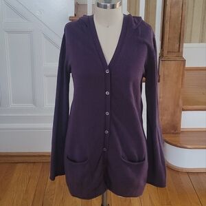 J.JILL Purple Hooded Cardigan Sweater Size Small